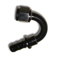 PushLoc -08 150 Degree Aluminum Black Hose End