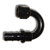 PushLoc -08 180 Degree Aluminum Black Hose End